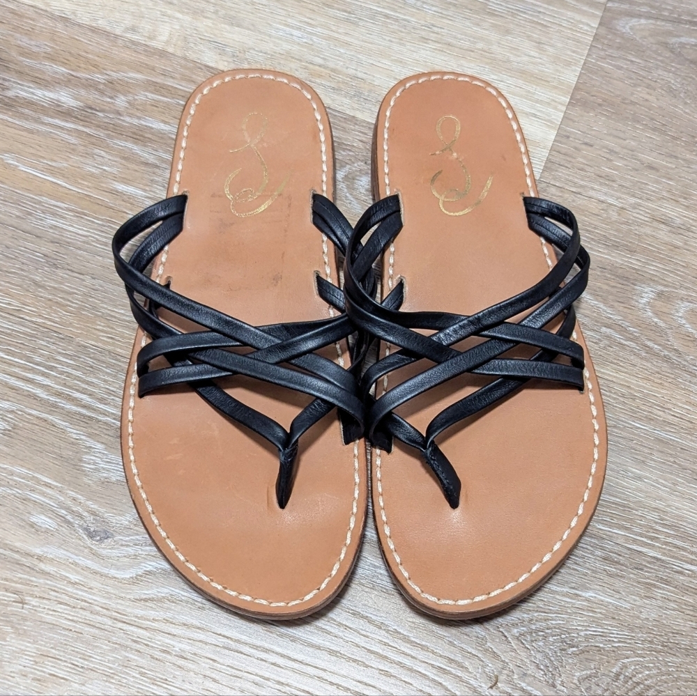 Sam Edelman Marinea Strappy Slide Sandal in Black Leather - 7.5M